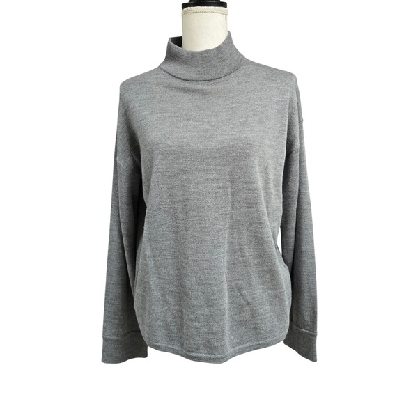 Gentle Herd Sweaters - Gentle Herd Gray 100% Merino Wool Mock Neck Sweater Womens Size M